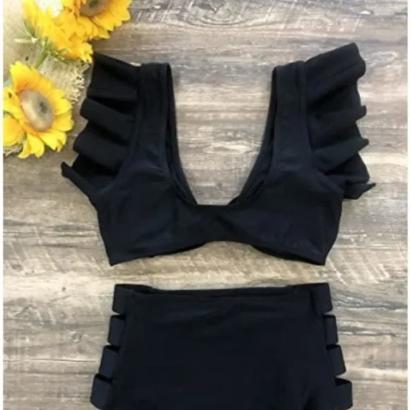 High Waist Flounce Bikini Set Women Swimsuit